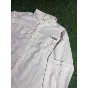Columbia PFG Bahama II Fishing Shirt Mens Medium White NO STAINS long sleeve